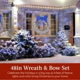 thumbnail image 2 of Best Choice Products 48in Pre-Lit Outdoor Christmas Wreath, LED Metal Holiday Decor w/ 140 Lights, Bow - Silver/Blue, 2 of 7