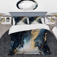 thumbnail image 2 of Designart "Abstract Painting Gold and Blue Marble II" Abstract Marble Bedding Covert Set - Abstract Gold Modern Bed Set With 2 Shams, 2 of 5