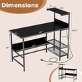 thumbnail image 3 of Costway 48" Computer Desk with Power Outlets, Storage Shelves, Headphone Hook for Gaming Black, 3 of 10