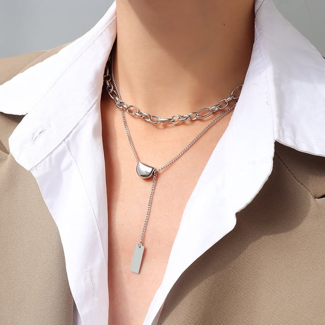 Xiao Hua Collar multicapa de estilo minimalista con cuentas de oro y apilamiento de doble capa, cadena de clavícula chapada en oro de 18k