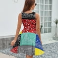 thumbnail image 6 of Bandana Paisley Patchwork Pattern Sleeveless Dress Women Summer Evening Dresses Ladies Sundress, 6 of 7