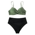 thumbnail image 5 of Women's Bikini Swimsuits for Women Bathing Suits Top Ruched Two Piece Tummy Control Round Neck with V-Wire Swim Suits Gibobby(M,Green), 5 of 7
