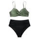 thumbnail image 4 of MKLEKYY Trajes De Baño Mujer Women High Waisted Bikini Sexy Push Up Two Piece Swimsuits Vintage Swimsuit Two Piece Retro Ruched High Waist Print Bikini Set 2748, 4 of 6