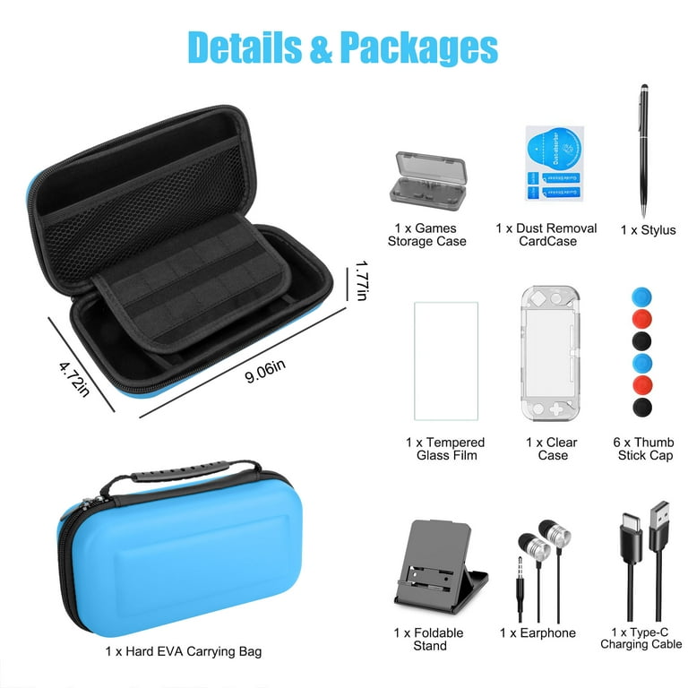  Switch Lite Accessories Bundle, Kit with Carrying Case