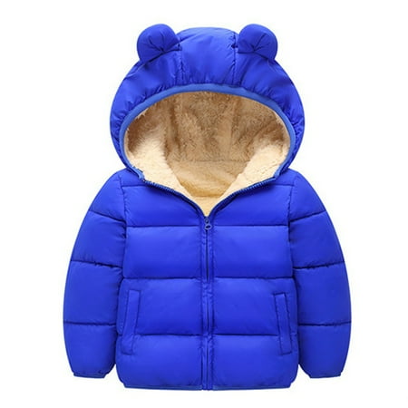 

SILVERCELL Kids Boys Girls Warm Fleece Hooded Coat Winter Down Coats Jackets Outwear Blue 1-6 Years