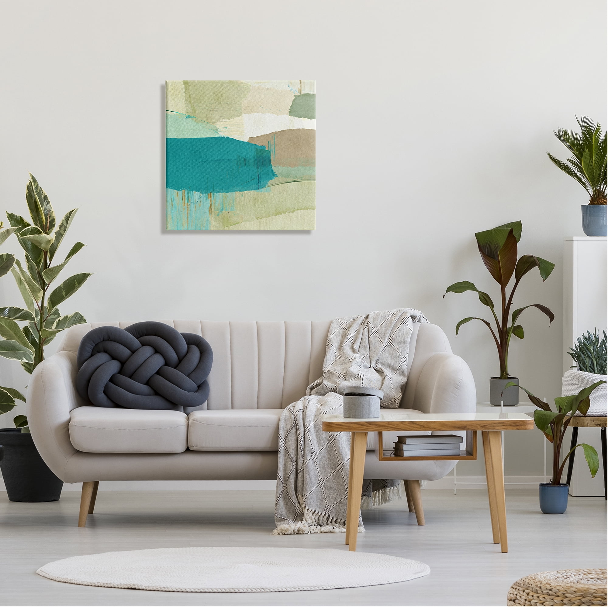 Stupell Industries Green & Blue Abstraction Abstract Painting Gallery Wrapped Canvas Art Print Wall Art, 24 x 24