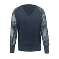 thumbnail image 4 of JAKANYQ Sweaters For Lady V Neck Lace Long Sleeve Ribbed Knit Solid Color Pullover Top Classic Lightweight, 4 of 4