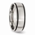 thumbnail image 4 of Solid Stainless Steel Black Rubber 8mm Men's Matte Brushed Finish Wedding Band Ring Size 9, 4 of 7