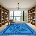 thumbnail image 2 of ODIKA 3x5 Machine Washable Non-Slip Area Rug, Contemporary Snake Inspired Abstract Art with Lush Tones High Traffic Rug with Pad, Blue, 913839, 2 of 8