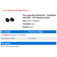 thumbnail image 2 of Front Sway Bar Bushing Kit - Compatible with 2005 - 2015 Nissan Armada 2006 2007 2008 2009 2010 2011 2012 2013 2014, 2 of 2