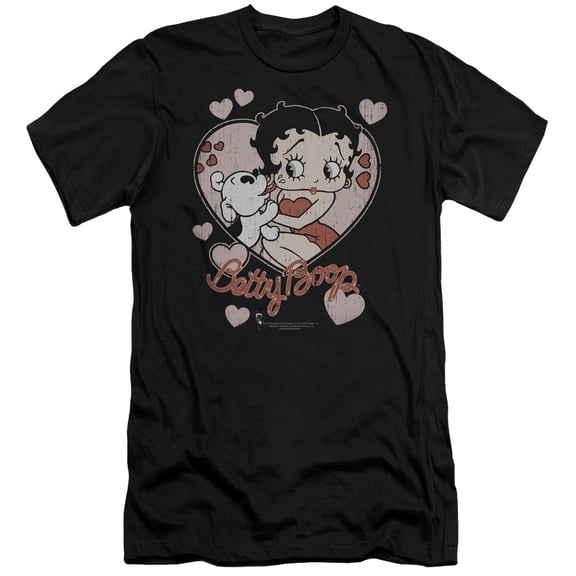 Betty Boop Classic Kiss S/S Adult 30/1 T-Shirt Black
