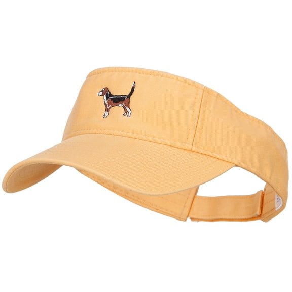 Beagle Dog Embroidered Pro Style Cotton Washed Visor - Mango OSFM