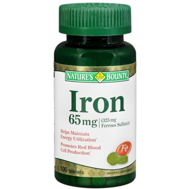 Nature's Bounty Iron 65 mg Tablets 100 Tablets (Pack of 2)