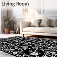 thumbnail image 2 of ODIKA 6'x9' Machine Washable Non-Slip Area Rug, Botanical Scrolls Art Nouveau Interlocking Vine Motif High Traffic Rug with Pad, Black, 701618, 2 of 8
