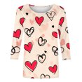 thumbnail image 4 of successthop Valentines Womens Tops Womens Plus Size Tops 3/4 Sleeve Loose Crew Neck Polyester Casual Love Heart Printed Lover Gift Blouse Tops for Valentines Gifts Pink M, 4 of 5