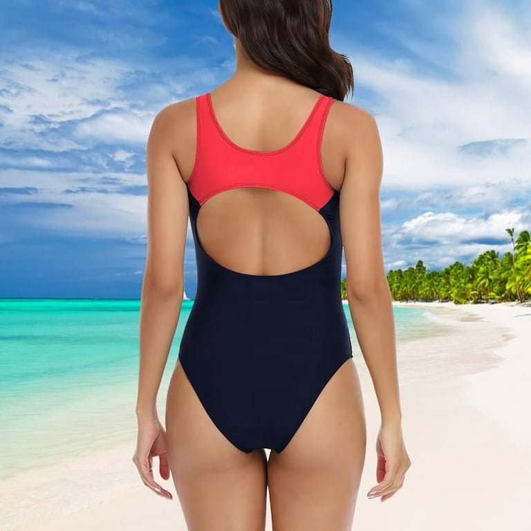 B91xZ Modest Swimsuits for Women Women Swimsuit Bathing Suits Swimwear  Scalloped Round Neck Low Back Adjustable Straps Knee Shorts White,M