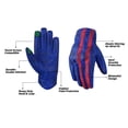 thumbnail image 4 of Motorcycle Leather Gloves With Reinforced Knuckles, Full Finger, Touchscreen Finger Tips, Blue / Red Stripe ZAMGEAR, 4 of 6