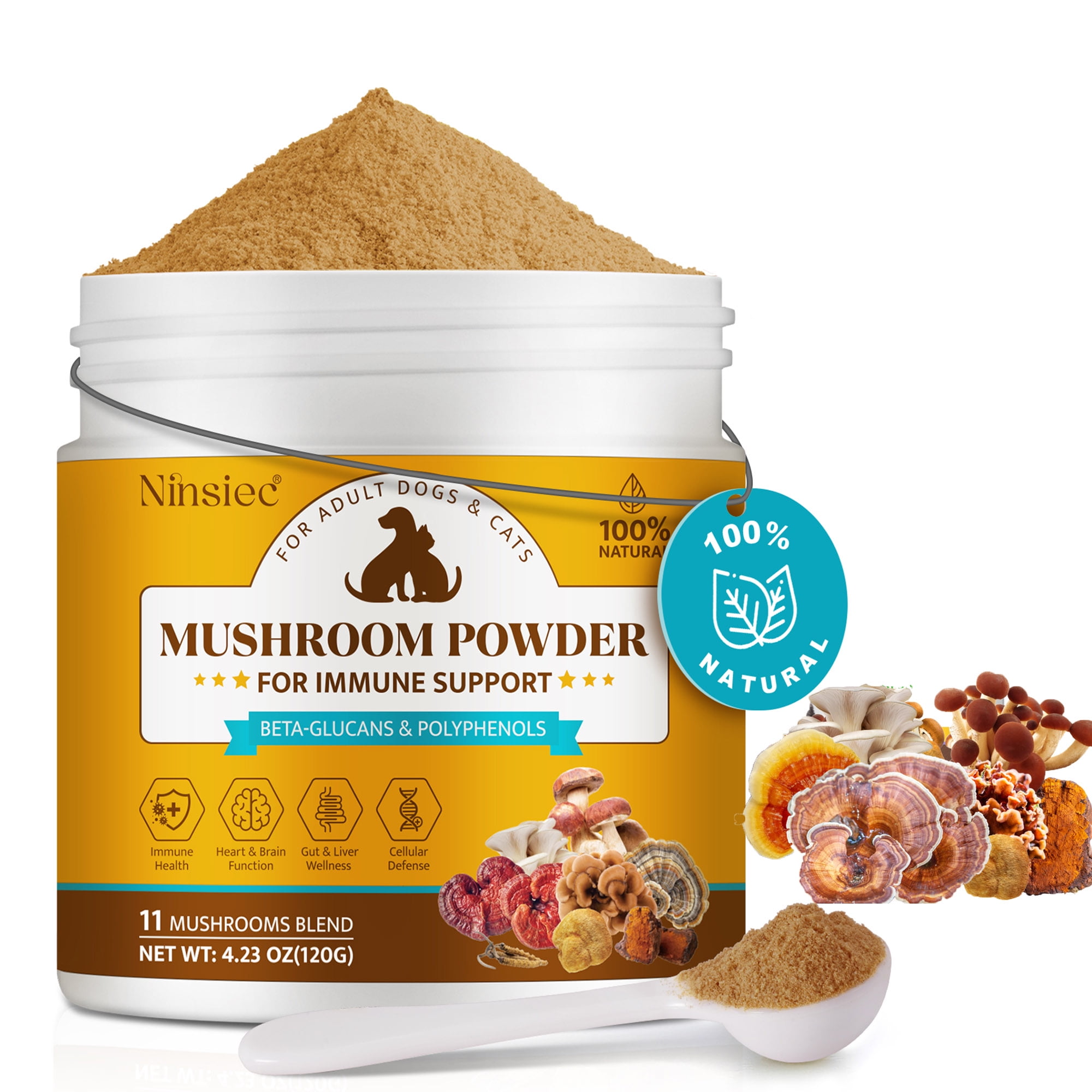 Petpya Wild Mushroom Superblend for Dogs & Cats,Immune Support Powder for Dogs,11 Mushroom Blend Powder,All Natural Organic,Dog Probiotic, Gut Health,Heart & Brain Support,Mushrooms Supplement