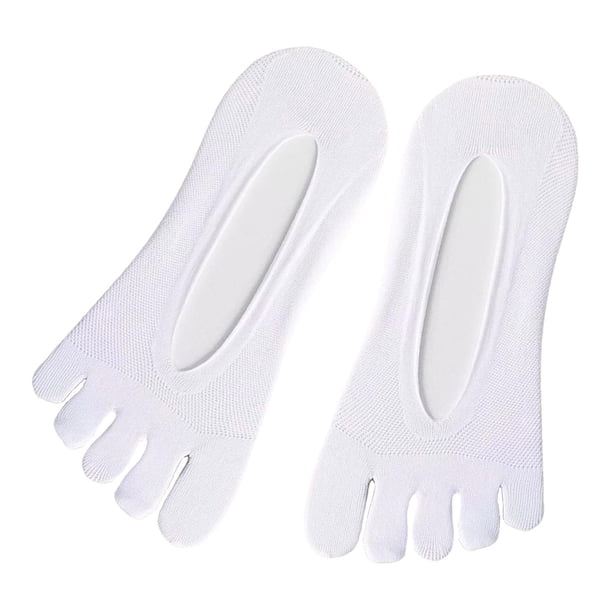 1 par de calcetines de cinco dedos para mujer, transpirables, finos, antideslizantes, invisibles y ocultos. blanco