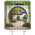 thumbnail image 4 of Garden Shower Curtain Green Bamboo courtyard Landscape Asain Japanese Style Fabric Bathroom Decor Set Include Hooks,(36" Wx72 H), 4 of 4