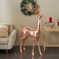 thumbnail image 2 of 31" x 56" Copper Fiberglass Floor Reindeer Christmas Sculpture with Mosaic Pattern, by DecMode, 2 of 9