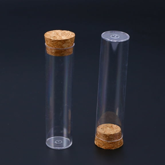 unbranded  10 PCS Plastic Test Tube Wood Plug Set Kit Cylinder Tubes with Lids Corks The