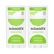 (2 Pack)Schmidt's Aluminum Free Natural Deodorant Bergamot & Lime, 2.65 oz