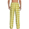 thumbnail image 3 of Goofa Yellow Checkboard Printed Soft Pajama Pants for Men, Wide Leg Comfy Casual Lounge Yoga Pants-Large, 3 of 9
