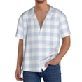 thumbnail image 3 of Xecao offers the Blue Checkboard for Men's Casual Short-sleeved Shirt, a button-up collared shirt with a pocket, perfect for beach vacations and yacht travel in the X-Large size., 3 of 7