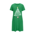 thumbnail image 2 of Chemises de Nuit Grande Taille pour Femmes, Noël, Manches Courtes, Robe de Nuit, Col Rond, Vert, 3TG, 2 of 5