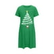 thumbnail image 2 of Camisón corto navideño para mujer, talla grande, con cuello redondo estampado y mangas cortas en el pecho., 2 of 5