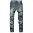 thumbnail image 5 of Ginsiom Mens Jeans Stretch Fit Destroyed Straight Biker Denim Pants, 5 of 6