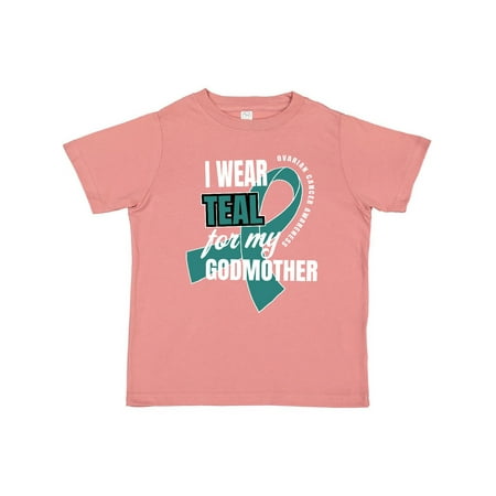 

Inktastic I Wear Teal For My Godmother Ovarian Cancer Awareness Gift Toddler Boy or Toddler Girl T-Shirt