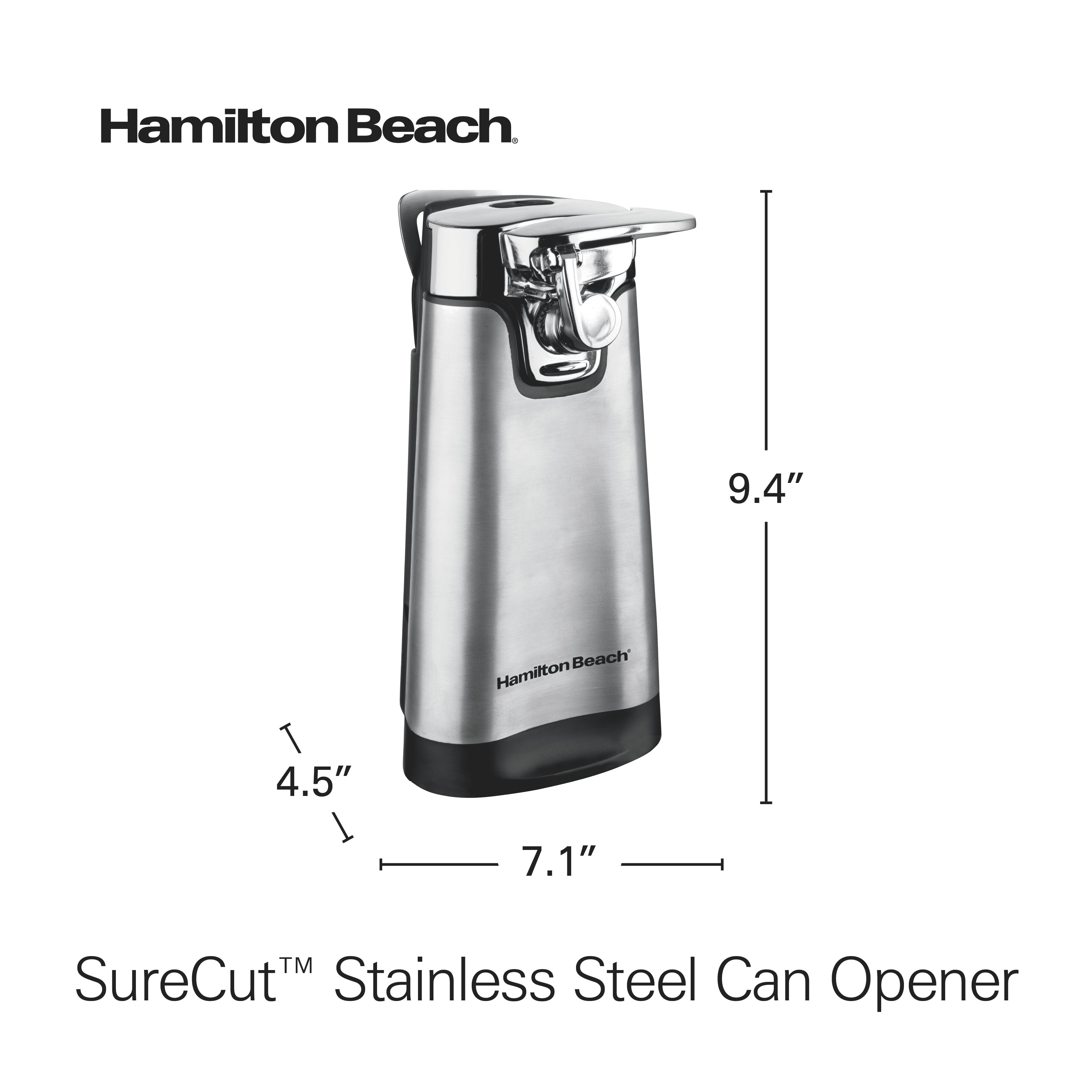 Hamilton Beach Electric Automatic Can Opener with Easy-Clean Detachable  Cutting Lever, Cord Storage, Knife Sharpener, Brushed Stainless Steel