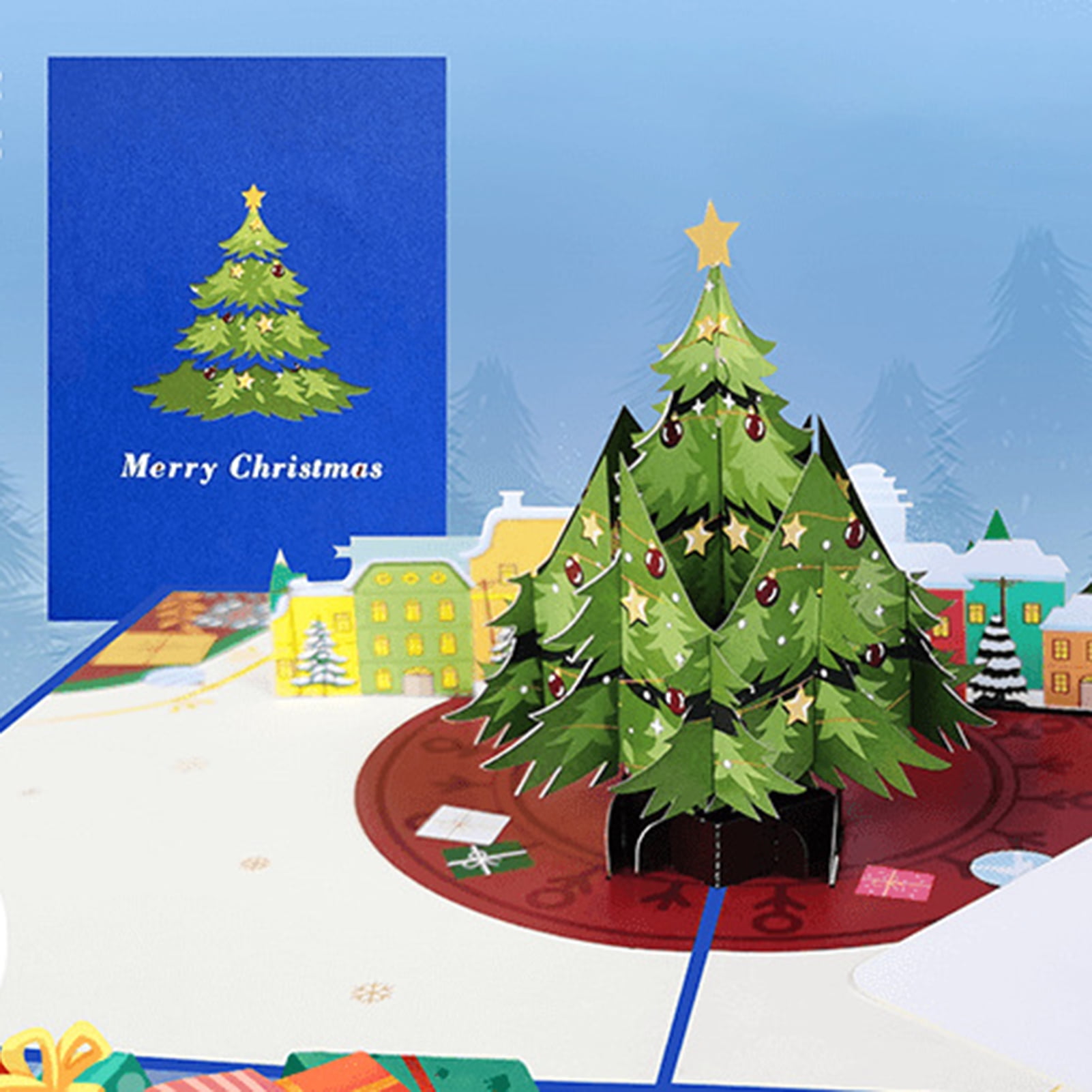 Christmas Cat 3D Pop Up Card Christmas Pet Winter Eve Santa Tree Presents Warm 