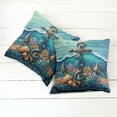 thumbnail image 5 of Ambesonne Nautical Throw Pillow Cover Pack of 2, Anchor Deep Ocean Life, 2 Pcs-24" x 24", Sea Blue Amber Teal, 5 of 5