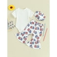 thumbnail image 4 of Jxzom Newborn Baby Girl My First 4th Of July Outfit 3 6 12 18 Months Short Sleeve Romper Romper Shirt Top Flare Pants Headband Set, 4 of 8