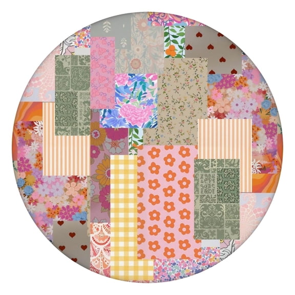Pioneer Flower Floral Print Pattern Round Fitted Tablecloth with Elastic Edge,Dining Table Cover Waterproof,Outdoor Round Tablecloth for Camping,Dining,Indoor and Outdoor