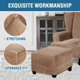 thumbnail image 4 of Square Footstool Covers Square Footstool Cover Storage Stool Protector Covers Stretch Footstool Covers with Elastic Bottom, Real Velvet Fabric, Camel, 4 of 5