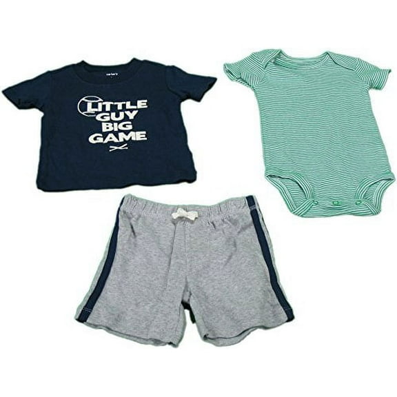Carter's Baby 12 Months 3-Piece Set "Little Guy Big Game"Navy, Green,Gray