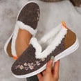 thumbnail image 6 of Womens Floral Embroidered Slippers With Cozy Plush Lined and Indoor/Outdoor Rubber Sole Slipper Winter Snow Boots Flat Shoes, 6 of 9