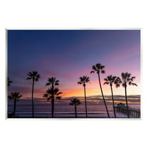 Vivid Sunset Palm Trees Horizon Coastal Photograph Unframed Art Print Wall Art