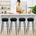 thumbnail image 4 of "Furniliving 30"" Round Velvet Black Barstools with Foam Seat, Metal Frame (Set of 2)", 4 of 11