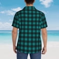 thumbnail image 3 of Lsque Teal On Black Plaid pattern Hawaiian Shirt for Men, Unisex Summer Beach Casual Short Sleeve Button Down Shirts-Medium, 3 of 9