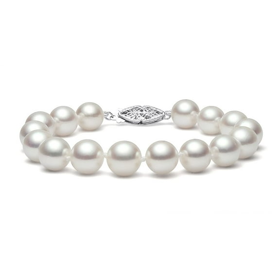 7-7.5mm White Freshwater Cultured Pearl Bracelet for Women AA  Quality in Sterling Silver , 7" - PremiumPearl