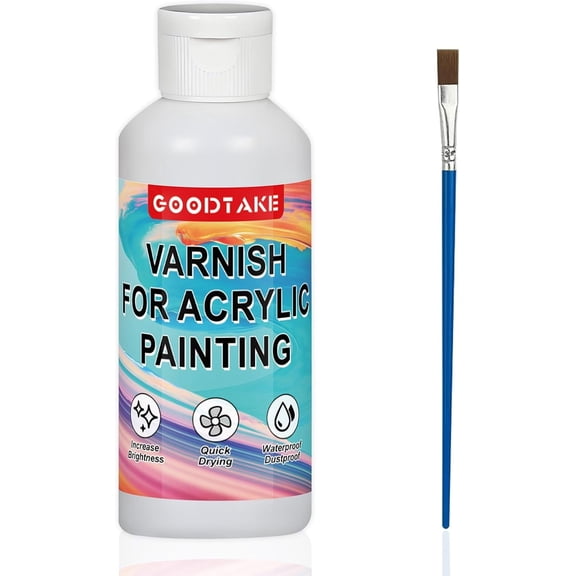 GOODTAKE Varnish for Acrylic Painting, Polycrylic Clear Gloss, Gloss Varnish for Clay, Acrylic, Paint, Diamond Painting, Wood - Non-Yellowing, Non-Toxic, Polyurethane Clear Gloss (2 Ounces)
