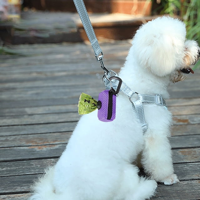 Practical Dog Poop Bag Dispenser with Mesh Fabric Holder for Outdoor Walking Pet Waste Management Supply