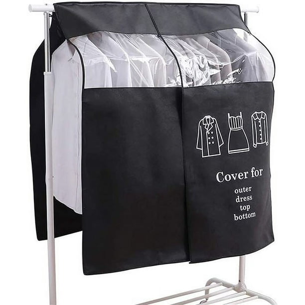 Bolsas transparentes para colgar ropa, tela no tejida, resistente al agua, material resistente al desgarro para guardar ropa en el armario, funda antipolvo transpirable con gran espacio, 90 × 110 cm,