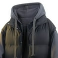 thumbnail image 4 of Mrmaere Men's Hooded Jacket Mixed-Material Button-Front Quilted Warm Outerwear for Daily & Casual Black XXXXL, 4 of 5