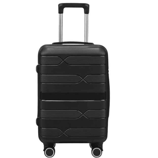 TRAVLR 100 % PP Résistant aux Chocs Léger Extensible 24 Pouces Valise de Soute à Roulettes -Noir.